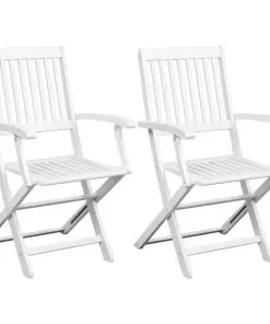 vidaXL Dining Chairs 2 pcs White Solid Acacia Wood