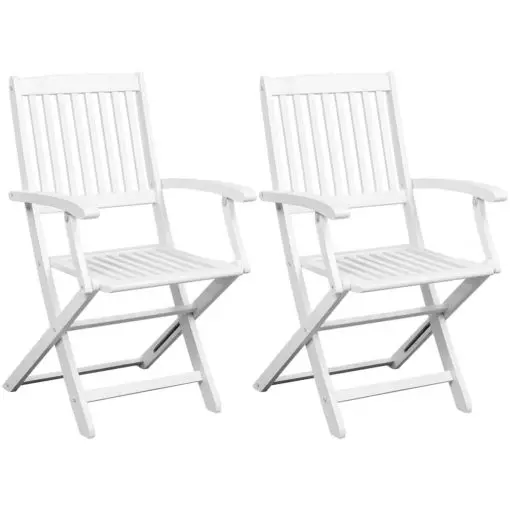 vidaXL Dining Chairs 2 pcs White Solid Acacia Wood