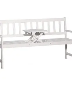 vidaXL 3-Seater Garden Bench with Table 158 cm Solid Acacia Wood White
