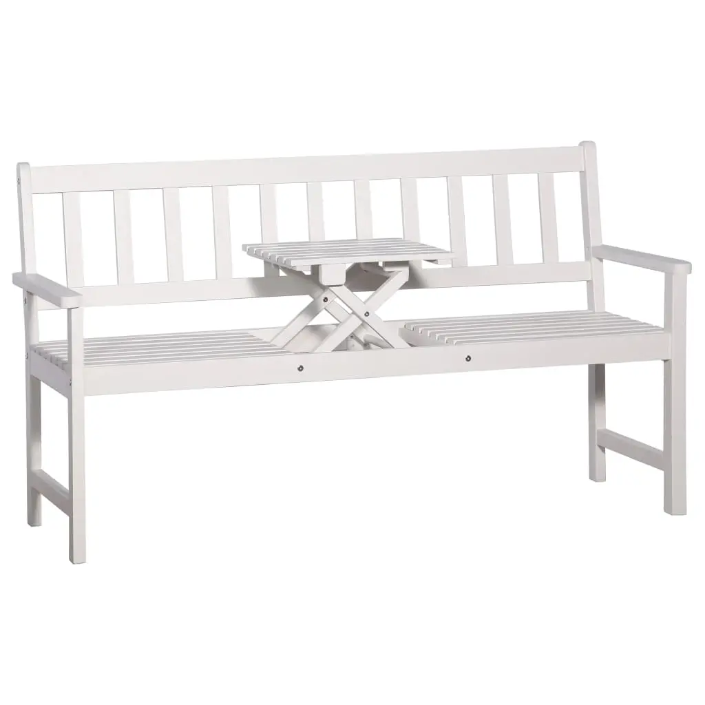 vidaXL 3-Seater Garden Bench with Table 158 cm Solid Acacia Wood White