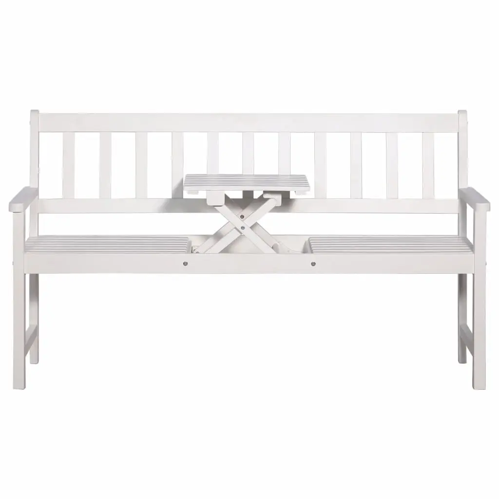 vidaXL 3-Seater Garden Bench with Table 158 cm Solid Acacia Wood White