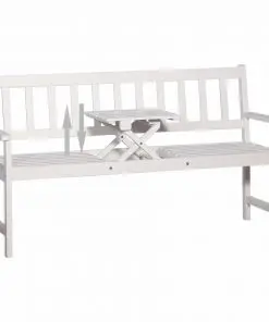 vidaXL 3-Seater Garden Bench with Table 158 cm Solid Acacia Wood White