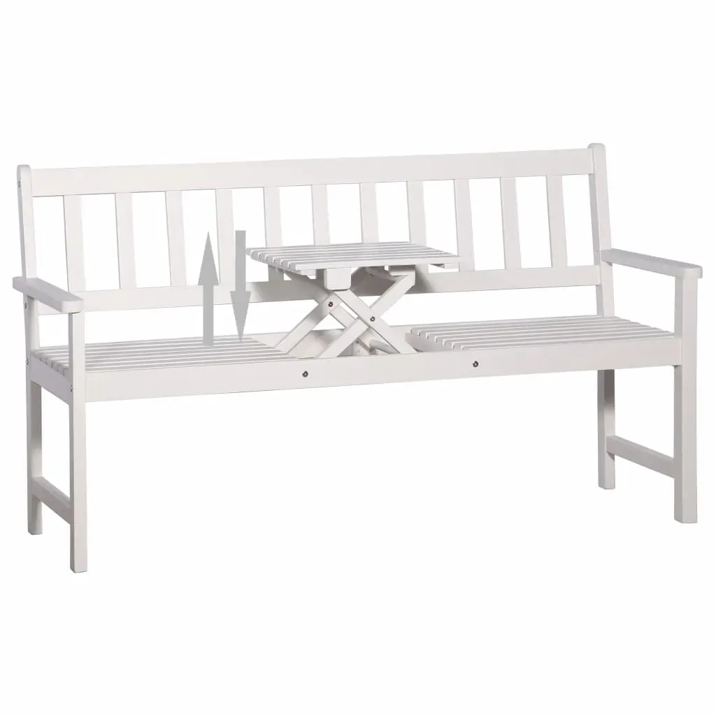 vidaXL 3-Seater Garden Bench with Table 158 cm Solid Acacia Wood White