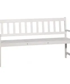 vidaXL 3-Seater Garden Bench with Table 158 cm Solid Acacia Wood White