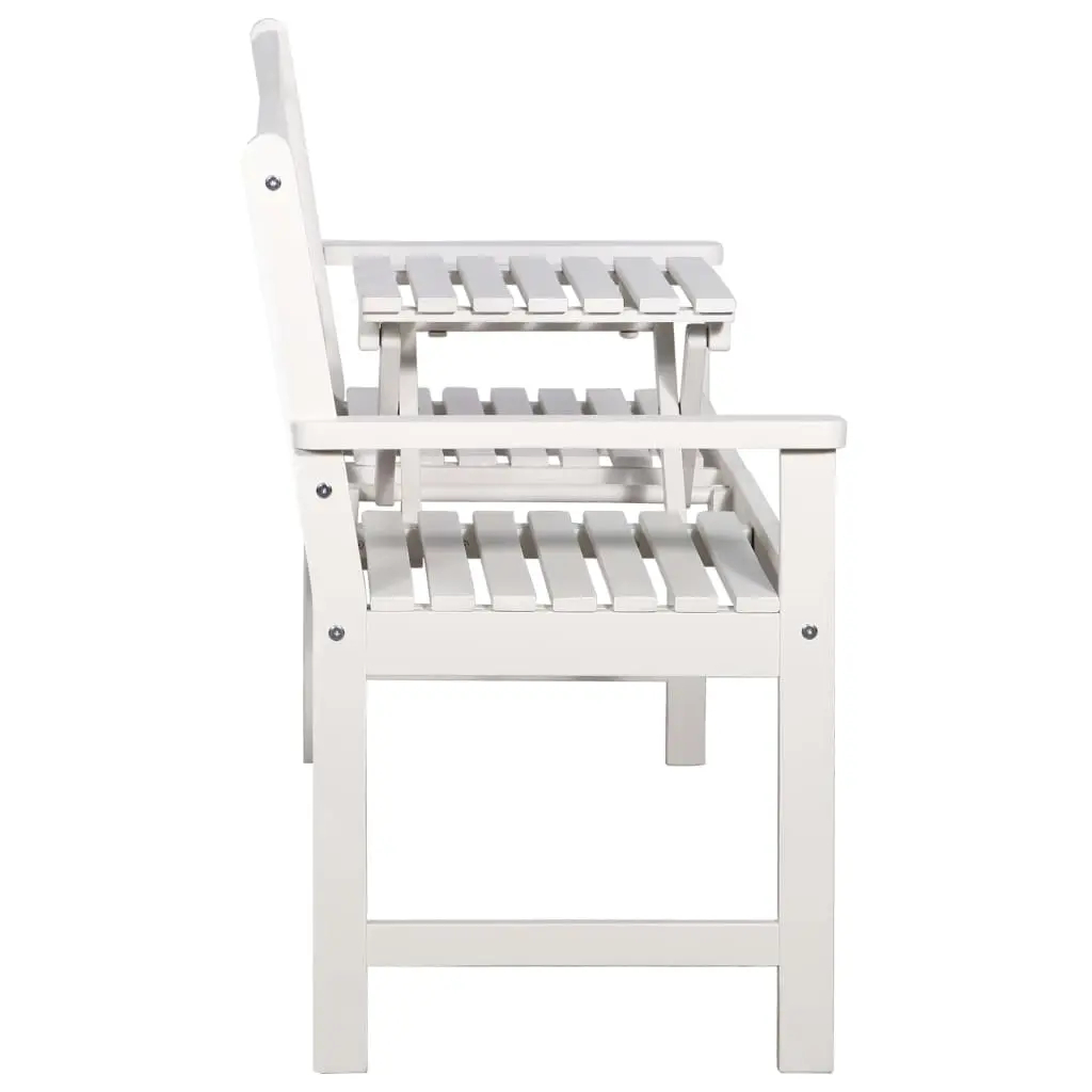 vidaXL 3-Seater Garden Bench with Table 158 cm Solid Acacia Wood White