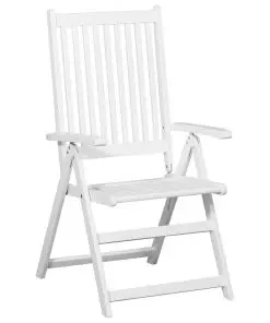 vidaXL Folding Dining Chairs 2 pcs Solid Acacia Wood White
