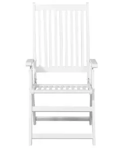 vidaXL Folding Dining Chairs 2 pcs Solid Acacia Wood White