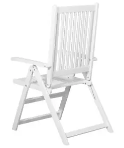 vidaXL Folding Dining Chairs 2 pcs Solid Acacia Wood White