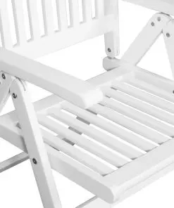 vidaXL Folding Dining Chairs 2 pcs Solid Acacia Wood White
