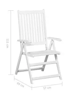 vidaXL Folding Dining Chairs 2 pcs Solid Acacia Wood White