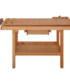 vidaXL Carpentry Work Bench with Drawer 2 Vises Hardwood