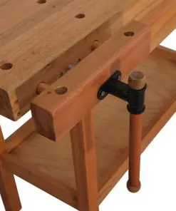 vidaXL Carpentry Work Bench with Drawer 2 Vises Hardwood