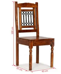 vidaXL Dining Chairs 4 pcs Solid Wood with Sheesham Finish Classic