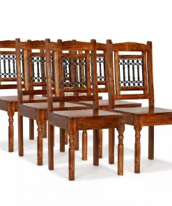 vidaXL Dining Chairs 6 pcs Solid Wood with Sheesham Finish Classic