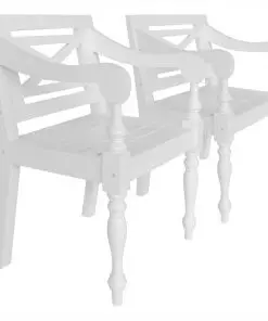 vidaXL Batavia Chairs 2 pcs White Solid Mahogany Wood