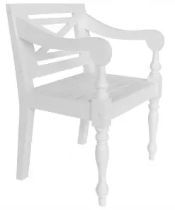 vidaXL Batavia Chairs 2 pcs White Solid Mahogany Wood