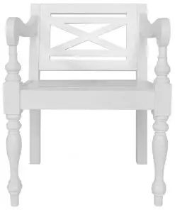vidaXL Batavia Chairs 2 pcs White Solid Mahogany Wood