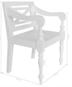 vidaXL Batavia Chairs 2 pcs White Solid Mahogany Wood