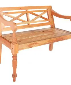 vidaXL Batavia Bench 98 cm Solid Mahogany Wood Light Brown