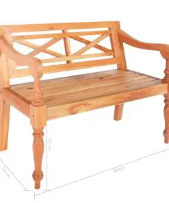 vidaXL Batavia Bench 98 cm Solid Mahogany Wood Light Brown