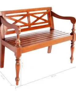 vidaXL Batavia Bench 98 cm Solid Mahogany Wood Dark Brown