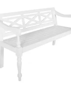 vidaXL Batavia Bench 136 cm Solid Mahogany Wood White
