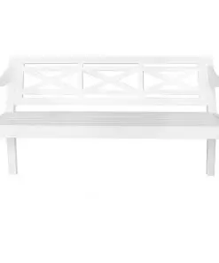 vidaXL Batavia Bench 136 cm Solid Mahogany Wood White