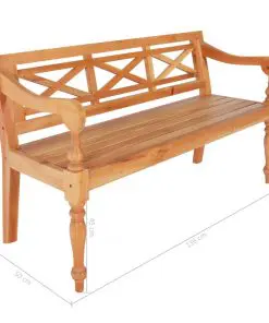vidaXL Batavia Bench 136 cm Solid Mahogany Wood Light Brown