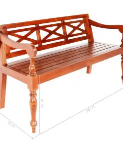 vidaXL Batavia Bench 136 cm Solid Mahogany Wood Dark Brown