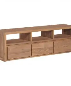 vidaXL TV Cabinet Solid Teak Wood with Natural Finish 120x30x40 cm