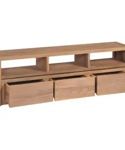 vidaXL TV Cabinet Solid Teak Wood with Natural Finish 120x30x40 cm