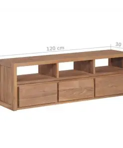 vidaXL TV Cabinet Solid Teak Wood with Natural Finish 120x30x40 cm