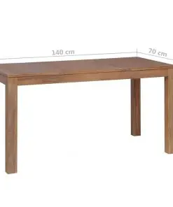 vidaXL Dining Table Solid Teak Wood with Natural Finish 140x70x76 cm
