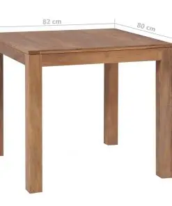 vidaXL Dining Table Solid Teak Wood with Natural Finish 82x80x76 cm