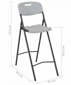 vidaXL Folding Bar Chairs 2 pcs HDPE and Steel White