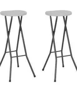 vidaXL Folding Bar Stools 2 pcs HDPE and Steel White