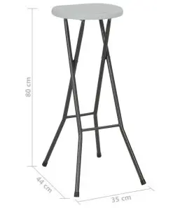 vidaXL Folding Bar Stools 2 pcs HDPE and Steel White