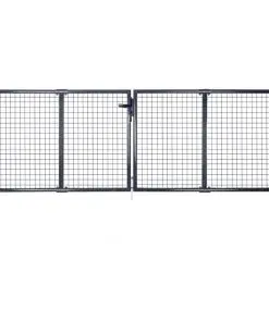 vidaXL Mesh Garden Gate Galvanised Steel 289×100 cm Grey