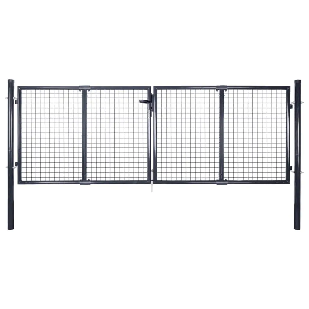 vidaXL Mesh Garden Gate Galvanised Steel 289×100 cm Grey