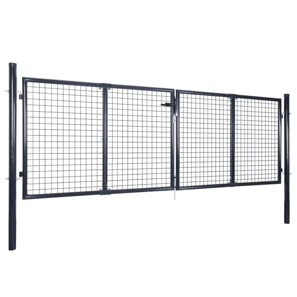 vidaXL Mesh Garden Gate Galvanised Steel 289×100 cm Grey