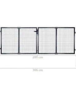 vidaXL Mesh Garden Gate Galvanised Steel 289×125 cm Grey