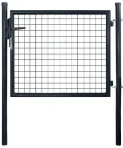 vidaXL Mesh Garden Gate Galvanised Steel 85.5×75 cm Grey