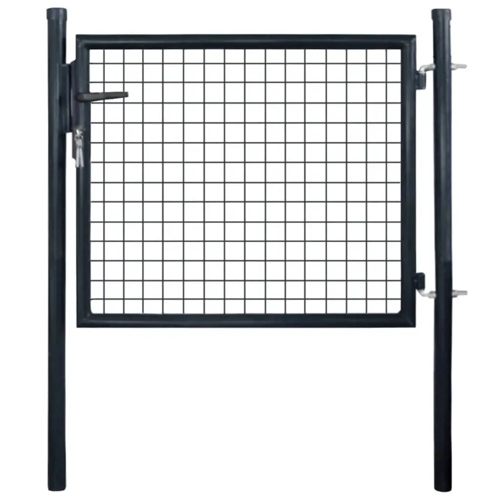 vidaXL Mesh Garden Gate Galvanised Steel 85.5×75 cm Grey