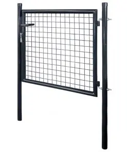 vidaXL Mesh Garden Gate Galvanised Steel 85.5×75 cm Grey