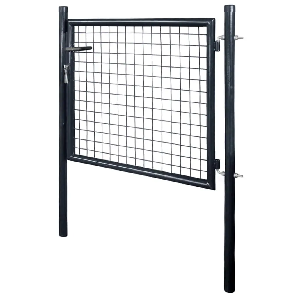vidaXL Mesh Garden Gate Galvanised Steel 85.5×75 cm Grey