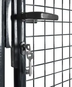 vidaXL Mesh Garden Gate Galvanised Steel 85.5×75 cm Grey