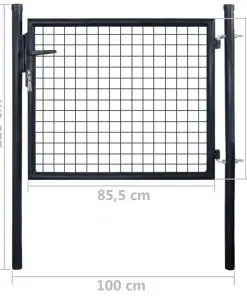 vidaXL Mesh Garden Gate Galvanised Steel 85.5×75 cm Grey