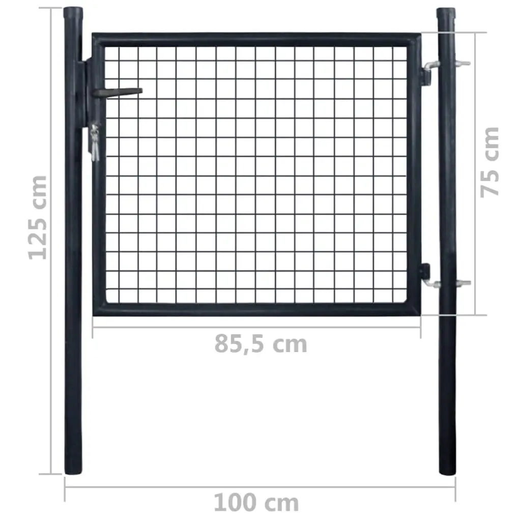 vidaXL Mesh Garden Gate Galvanised Steel 85.5×75 cm Grey