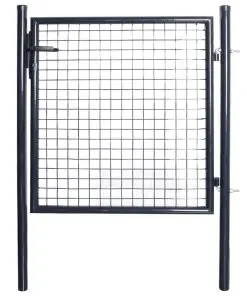 vidaXL Mesh Garden Gate Galvanised Steel 85.5×100 cm Grey
