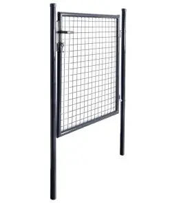 vidaXL Mesh Garden Gate Galvanised Steel 85.5×100 cm Grey